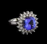 5.63 ctw Tanzanite and Diamond Ring - 14KT White Gold