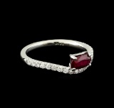 0.83 ctw Ruby and Diamond Ring - 14KT White Gold