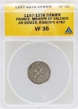 1157-1276 Denier France Bishops of Valence Coin ANACS VF35