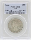 1936 Texas Commemorative Half Dollar Coin PCGS MS66