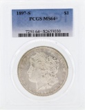 1897-S $1 Morgan Silver Dollar Coin PCGS MS64+