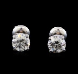 1.31 ctw Diamond Stud Earrings - 14KT White Gold
