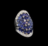14KT White Gold 7.25 ctw Sapphire and Diamond Ring