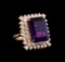 14KT Rose Gold 10.76 ctw Amethyst and Diamond Ring