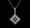 14KT White Gold 0.46 ctw Sapphire and Diamond Pendant With Chain