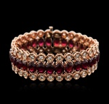 14KT Rose Gold 44.70 ctw Ruby and Diamond Bracelet