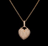 1.93 ctw Diamond Heart Pendant - 14KT Rose Gold