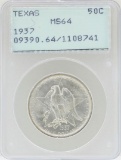 1937 Texas Commemorative Half Dollar Coin PCGS MS64 Rattler