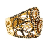 1.09 ctw Black and White Diamond Ring - 18KT Yellow Gold