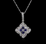 14KT White Gold 0.46 ctw Sapphire and Diamond Pendant With Chain