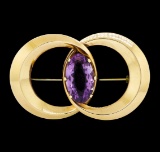 15.50 ctw Amethyst Connected Circle Pin - 14KT Yellow Gold