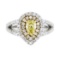 1.31 ctw Yellow and White Diamond Ring - 14KT White And Yellow Gold