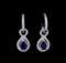 1.88 ctw Blue Sapphire and Diamond Earrings - 14KT White Gold