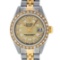 Rolex Ladies 2 Tone 14K Champagne String Diamond Datejust Wristwatch