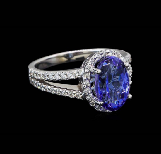 4.31 ctw Tanzanite and Diamond Ring - 14KT White Gold