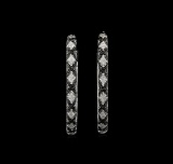1.48 ctw Black and White Diamond Earrings - 18KT White Gold