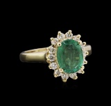 2.16 ctw Emerald and Diamond Ring - 14KT Yellow Gold
