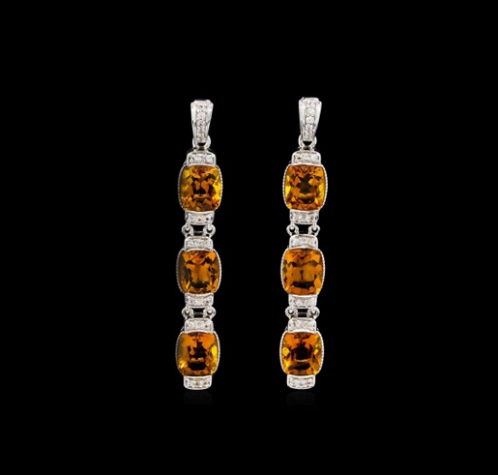 Crayola 15.60 ctw Citrine and White Sapphire Earrings - .925 Silver