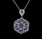 14KT White Gold 6.13 ctw Tanzanite and Diamond Pendant With Chain