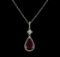 6.47 ctw Ruby and Diamond Pendant With Chain - 14KT White Gold