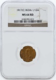 1917C India 1/12 Anna Coin NGC MS64RD
