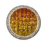 7.31 ctw Multi-colored Sapphire and Diamond Pendant - 14KT Yellow Gold