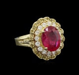 5.85 ctw Ruby and Diamond Ring - 14KT Yellow Gold