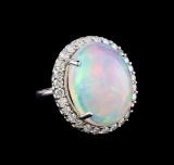 17.50 ctw Opal and Diamond Ring - 14KT White Gold