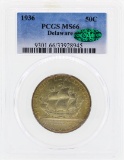 1936 Delaware Commemorative Half Dollar Coin PCGS MS66 CAC