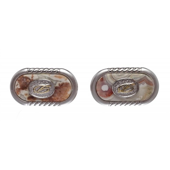 S.T. Dupont Silver Palladium Oval Cufflinks