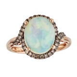 3.07 ctw Opal and Brown Diamond Ring - 14KT Rose Gold