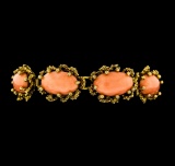 25.55 ctw Coral Bracelet - 10KT Yellow Gold