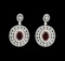 1.59 ctw Ruby and Diamond Earrings - 18KT White Gold