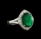 3.58 ctw Emerald and Diamond Ring - 18KT White Gold