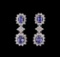 2.35 ctw Tanzanite and Diamond Earrings - 14KT White Gold