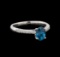 1.22 ctw Blue Zircon and Diamond Ring - 18KT White Gold