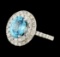 4.11 ctw Blue Zircon and Diamond Ring - 14KT White Gold