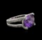 14KT White Gold 11.71 ctw Amethyst and Diamond Ring