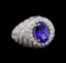 14KT White Gold 3.04 ctw Tanzanite and Diamond Ring
