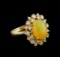 2.70 ctw Opal and Diamond Ring - 14KT Yellow Gold