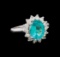 2.63 ctw Apatite and Diamond Ring - 14KT White Gold