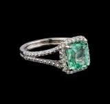 2.33 ctw Emerald and Diamond Ring - 14KT White Gold