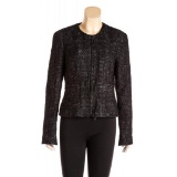 Chanel Black Metallic Sheen Tweed Zip Front Jacket