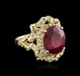 14KT Yellow Gold 8.01 ctw Ruby and Diamond Ring