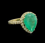 5.00 ctw Emerald and Diamond Ring - 14KT Yellow Gold