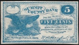 1862 Five Cents Summit County Bank Obsolete Note