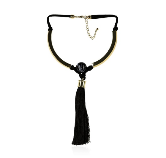 Silk Tassel Pendant Necklace - Rhodium Plated