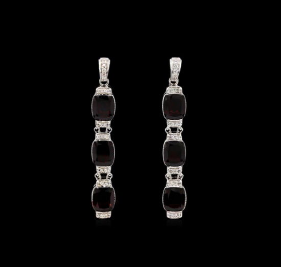 Crayola 21.00 ctw Garnet and White Sapphire Earrings - .925 Silver