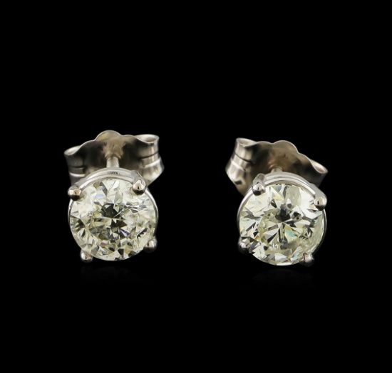 0.92 ctw Diamond Solitaire Earrings - 14KT White Gold