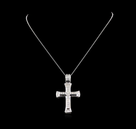 1.83 ctw Diamond Cross Pendant With Chain - 14KT White Gold